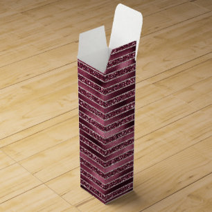 Burgundy Red Pink Rose Gold Glitter Stripes Wine Box