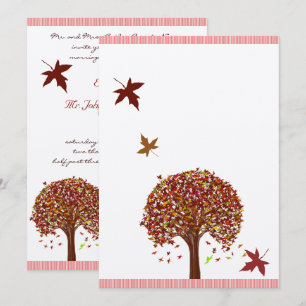 Burgundy Red Pink Tree Wedding Invitation
