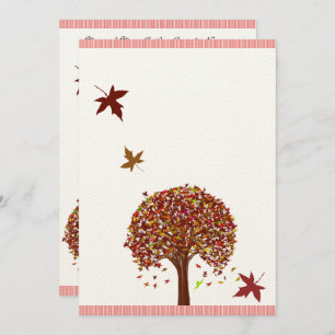 Burgundy Red Pink Tree Wedding Invitation