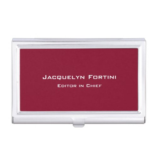 Burgundy Red Plain Elegant Modern Minimalist Business Card Case