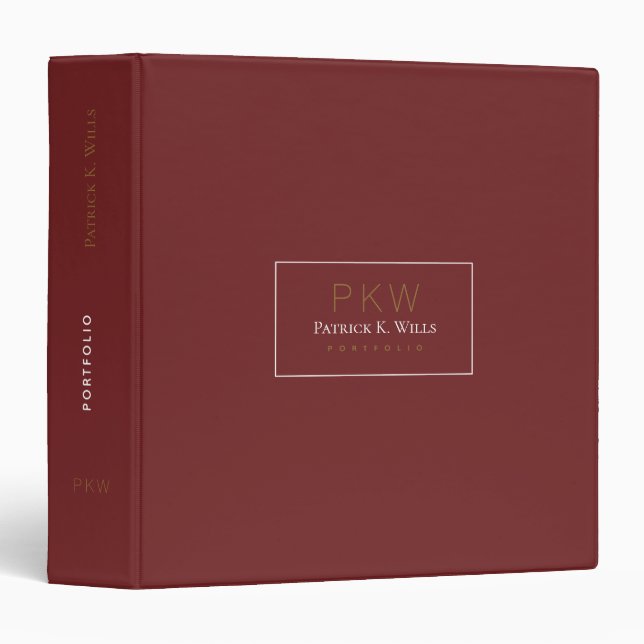 burgundy red professional portfolio 3 ring binder (Front/Spine)