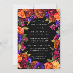 Burgundy Red Purple Orange Floral Bridal Shower In Invitation