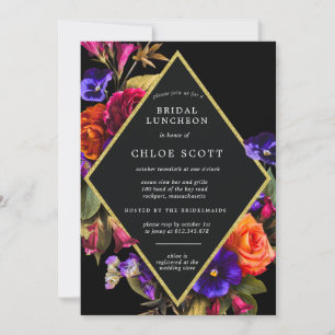 Burgundy Red Purple Orange Floral Bridal Shower In Invitation