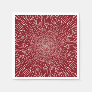 Burgundy red repeat flower floral botanical napkins