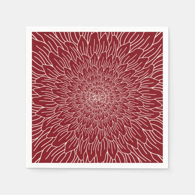 Burgundy red repeat flower floral botanical napkins (Front)