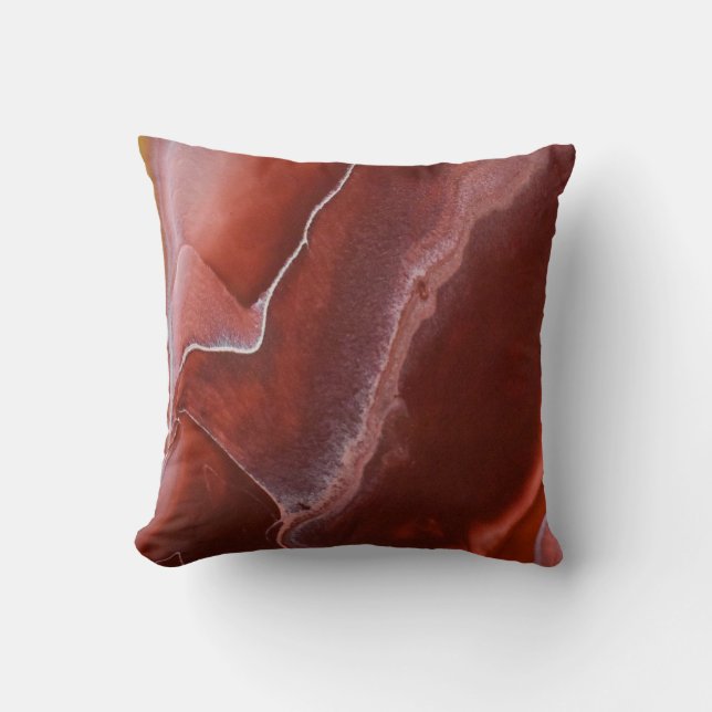 Burgundy Red Rock Marble Stone Abstract Maroon Throw Pillow (Front)
