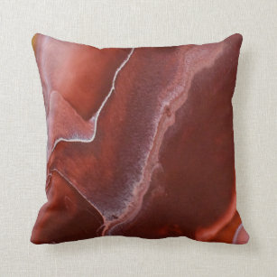 Burgundy Red Rock Marble Stone Abstract Maroon Throw Pillow