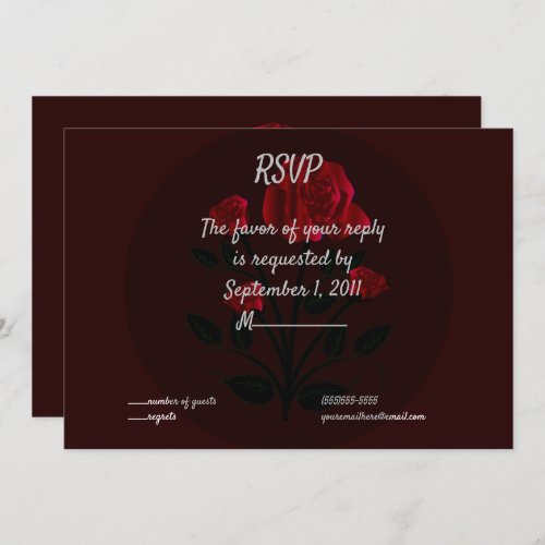 Burgundy Red Rose Elegant Wedding RSVP Invitation