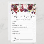 Burgundy Red Rose Floral Advice and Wishes Card<br><div class="desc">A beautiful burgundy red and blush pink rose floral border tops this Advice and Wishes card.</div>