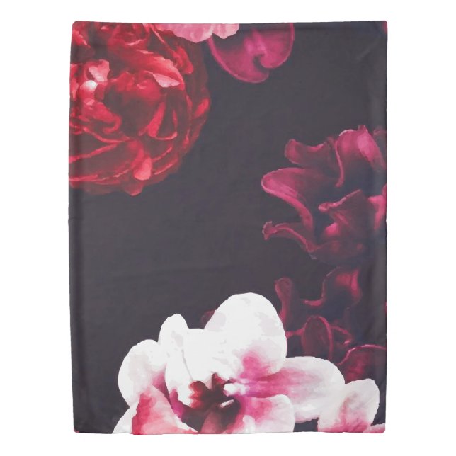 Burgundy Red Rose Floral Bloom Duvet Cover (Front)