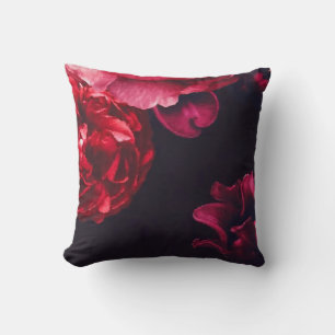 Burgundy Red Rose Floral Bloom Throw Pillow