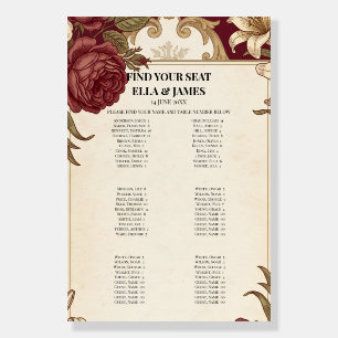 Burgundy Red Rose Gold Botanical Find Your Seat We Foam Board