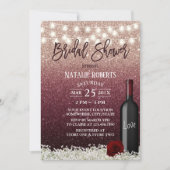 Burgundy Red Rose Gold Wine Bottle Bridal Shower Invitation (Front)