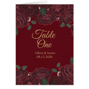 Burgundy Red Rose Moody Dark Romance Folded Table Cards