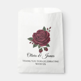 Burgundy Red Rose Moody Dark Romance Wedding Favor Bag