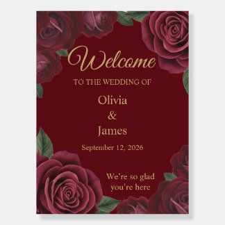 Burgundy Red Rose Moody Dark Romance Wedding  Foam Board