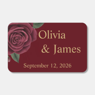 Burgundy Red Rose Moody Dark Romance Wedding Matchboxes