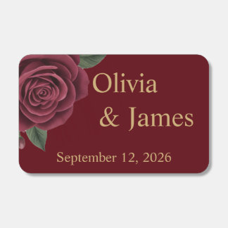 Burgundy Red Rose Moody Dark Romance Wedding  Matchboxes