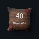 Burgundy Red Rose Rustic 40th Wedding Anniversary Throw Pillow<br><div class="desc">Burgundy Red Rose Rustic 40th Wedding Anniversary Gift Pillow

See matching invitation and collection in Niche and Nest Store</div>