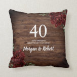 Burgundy Red Rose Rustic 40th Wedding Anniversary Throw Pillow<br><div class="desc">Burgundy Red Rose Rustic 40th Wedding Anniversary Gift Pillow

See matching invitation and collection in Niche and Nest Store</div>