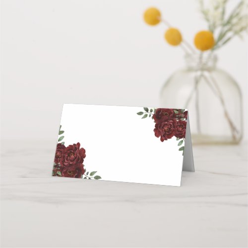 Burgundy Red Rose Table Name Place Card