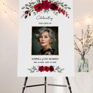 Burgundy Red Roses Funeral Foam Boards