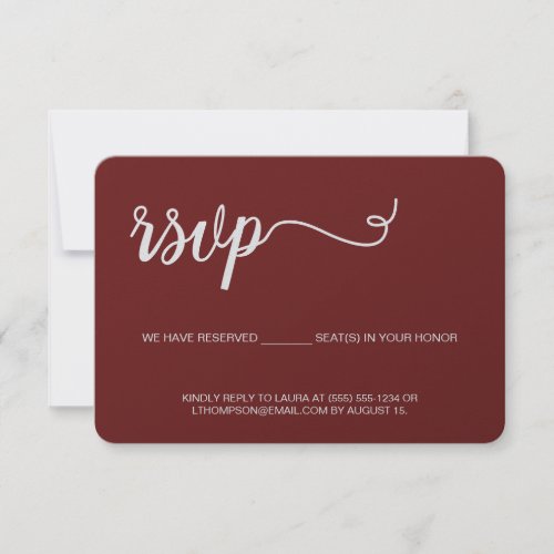 Burgundy red RSVP without mailing Reserved