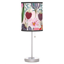 Burgundy Red Rustic Flowers Floral Nature Table Lamp
