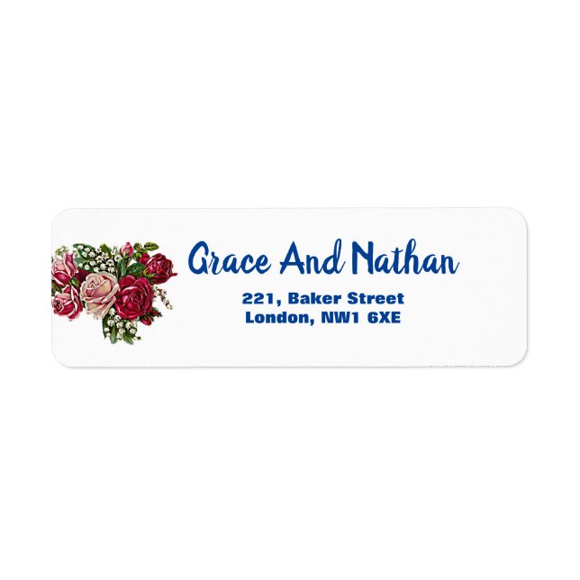 Burgundy Red Rustic Roses Floral Country Wedding Label (Front)