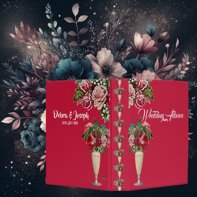 Burgundy Red Rustic Roses Vase Country Wedding  Mini Binder (Burgundy Red Rustic Roses Vase Country Wedding Mini Binder)