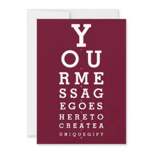 Burgundy Red Sight Chart Custom Message Invitation