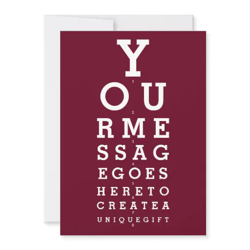Burgundy Red Sight Chart Custom Message Invitation