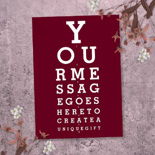 Burgundy Red Sight Chart Custom Message Invitation