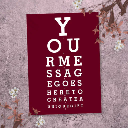 Burgundy Red Sight Chart Custom Message Invitation
