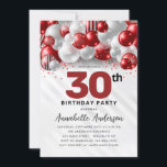 Burgundy Red Silver Balloon Glitter 30th Birthday Invitation<br><div class="desc">Modern Glam Burgundy Red Silver Balloon Glitter Sparkle Any Age Birthday Invitation</div>
