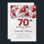 Burgundy Red Silver Balloon Glitter 70th Birthday Invitation<br><div class="desc">Modern Glam Burgundy Red Silver Balloon Glitter Sparkle Any Age Birthday Invitation</div>