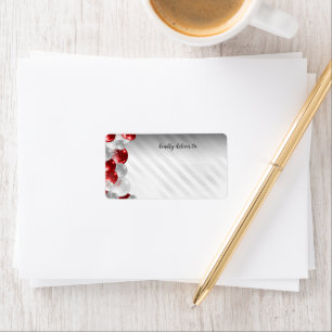 Burgundy Red Silver Balloon Glitter Birthday Label