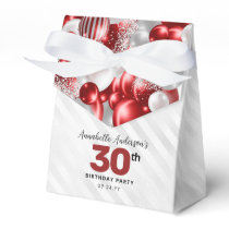 Burgundy Red Silver Balloon Glitter Favor Birthday Favor Boxes