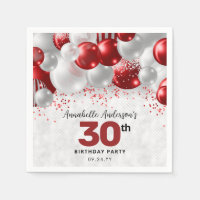 Burgundy Red Silver Balloon Glitter Favor Birthday