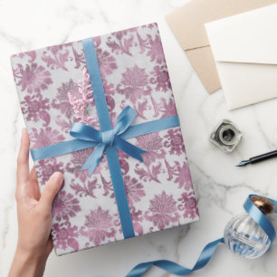 Burgundy Red Silver Floral Wrapping Paper