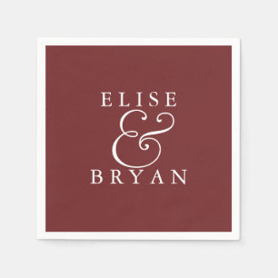 Burgundy Red Simple Modern Elegant Wedding Napkin