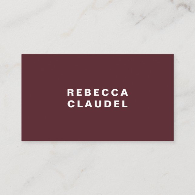 Burgundy Red Simple Personalized Business cards (Front)