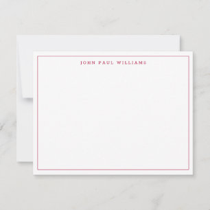 Burgundy Red Simple Professional Thin Border Chic Note Card