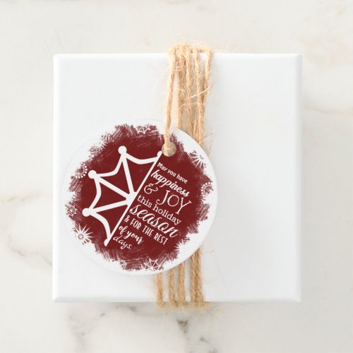 Burgundy Red Snowflake Business Holiday Gift Tag