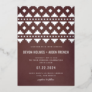 Burgundy Red Southwest Gleam Wedding Silver Foil Invitation