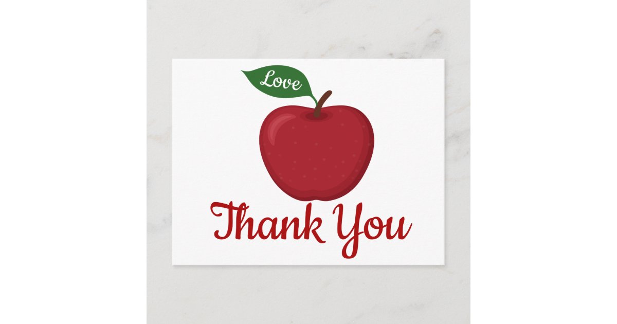 Burgundy Red Thank You Apple Rustic Wedding Party Postcard | Zazzle