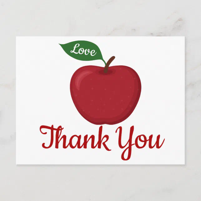 Burgundy Red Thank You Apple Rustic Wedding Party Postcard | Zazzle