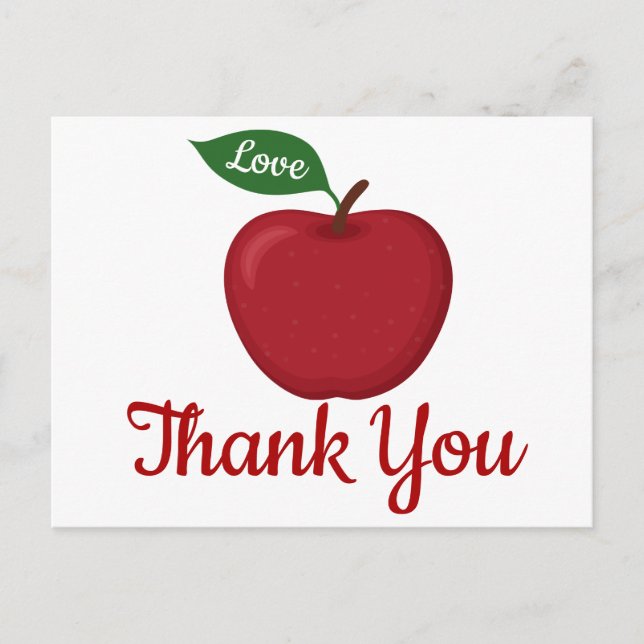 Burgundy Red Thank You Apple Rustic Wedding Party Postcard (Front)