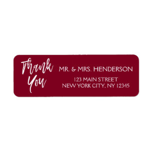Burgundy Red Thank You Return Address Label