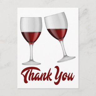 Black White Red Wine Personalized Party Thank You Cards